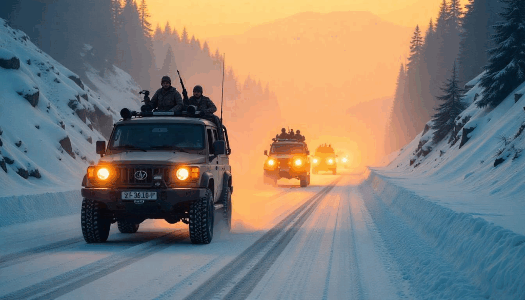 CRPF convoy traveling through Kashmir before the Pulwama attack.