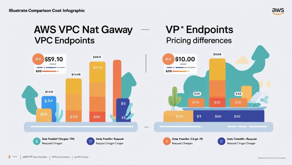 Chart comparing AWS VPC pricing for NAT Gateway vs VPC Endpoints