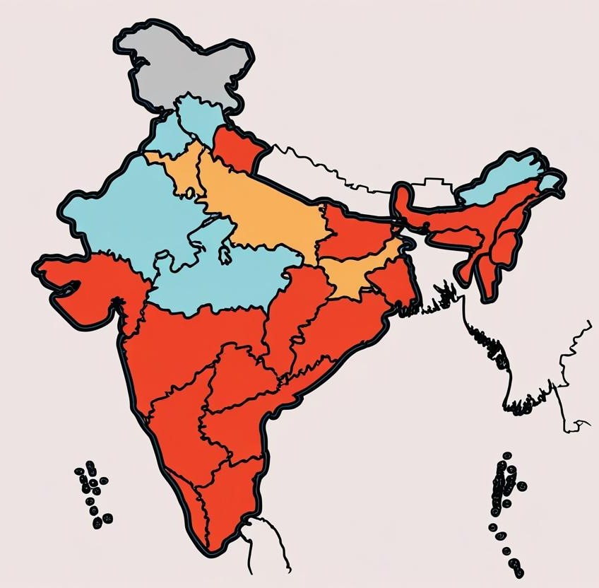 Covid variant spread map India 2025 showing Maharashtra, Telangana, and West Bengal